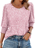 ✨✨LAST DAY SAVE 49% ⏰ Women Dressy Casual 3/4 Length Sleeve Blouses with Smocked Cuffs